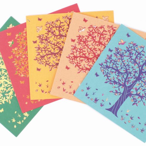 Set de 5 cartes de voeux arbre de vie