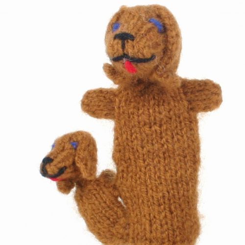 Marionette tricotée Chien avec enfant